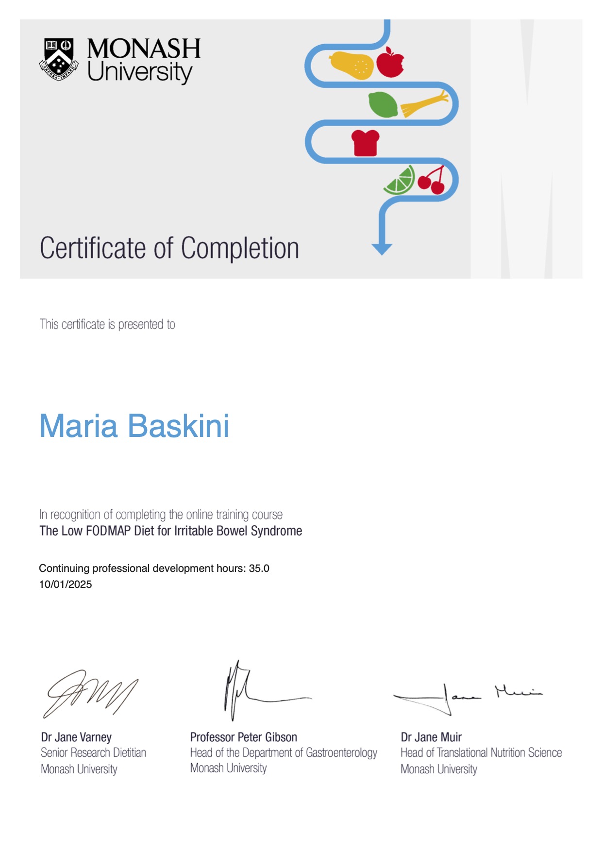 Monash University Certificate